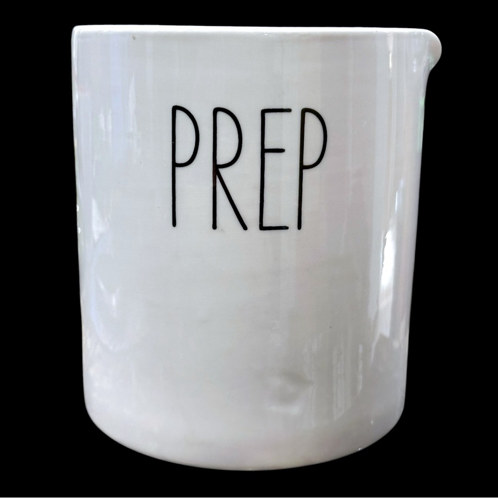 West Elm White Stoneware ‘PREP’ Canister Utensil Holder